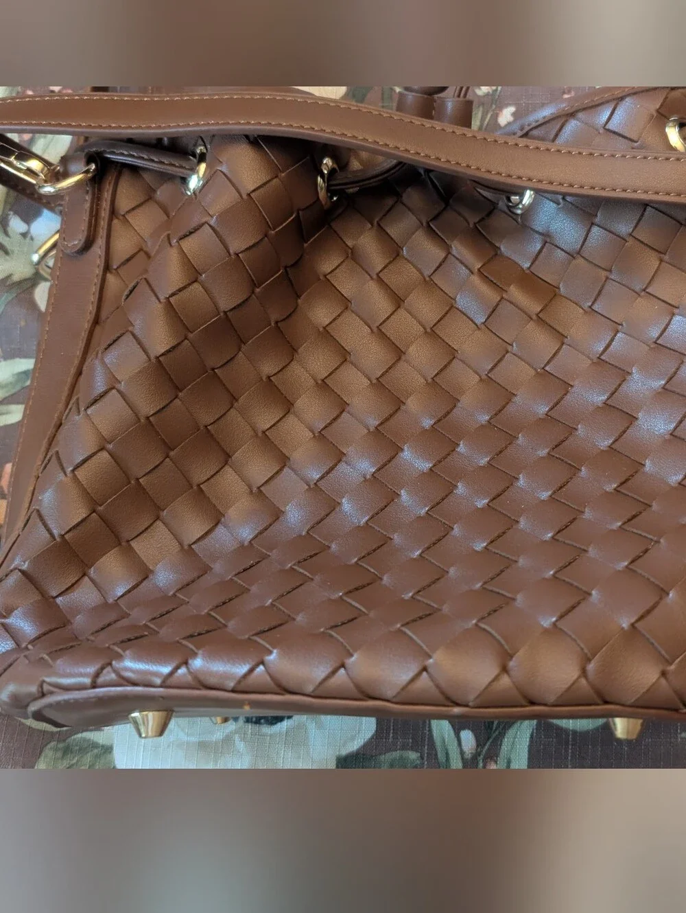 Urban Expressions Chocolate Brown Woven Vegan Leather Bag Purse